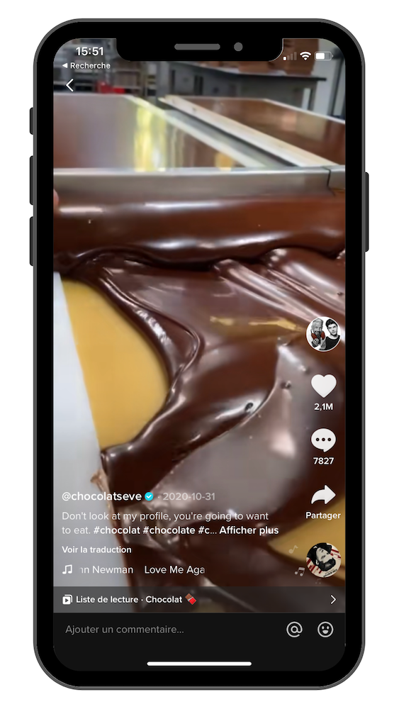 Exemple de réussite sur les réseaux sociaux  Tik Tok par les Chocolats Sève Made in France