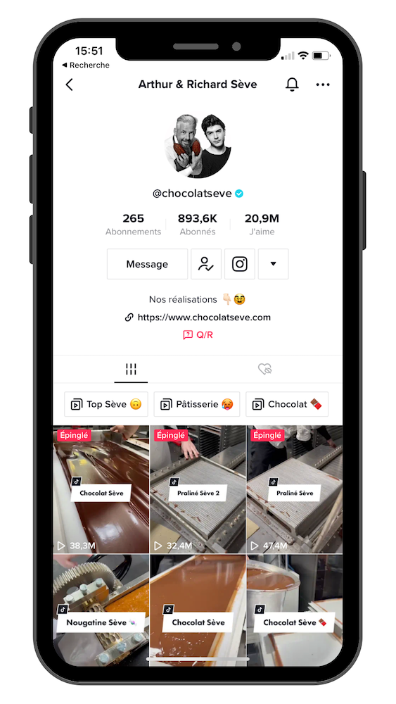 Exemple de réussite sur les réseaux sociaux  Tik Tok par les Chocolats Sève Made in France