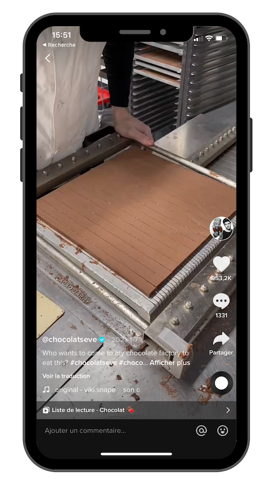 Exemple de réussite sur les réseaux sociaux  Tik Tok par les Chocolats Sève Made in France